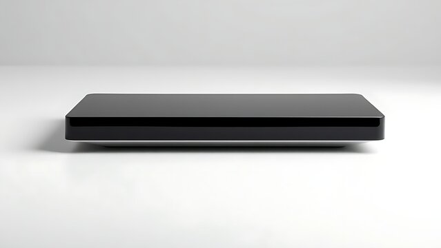 Sleek rectangular device with glossy finish on a gradient backdrop, exemplifying minimalist technological aesthetics.