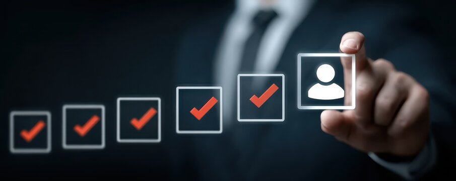 Elegant infographic illustrating a performance improvement system with certification pathways, checklist steps, approval badges, and management layers highlighted in premium quality