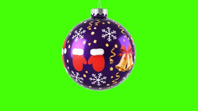 Rotating Purple Christmas Ornament Video (Green Screen, Black Screen, White Background)