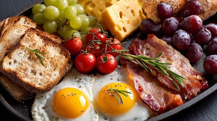 Traditional  cuisine plate featuring a delicious lunch of sushi rolls, fried chicken, rice, and egg dishes