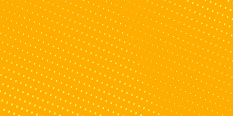 Top Yellow halftone pattern. Retro comic gradient background. Bright orange pixelated dotted texture overlay. Cartoon pop art faded gradient pattern. Art