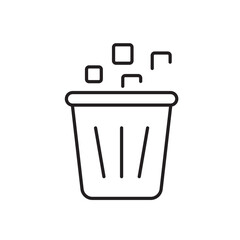 A vector icon representing automated data deletion with pixelated elements, created in line style with editable stroke
