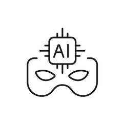 A vector icon representing AI-powered anonymization with a digital mask, created in line style with editable stroke