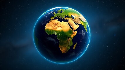 Earth globe floating in starry space, representing our planet's beauty and vastness.