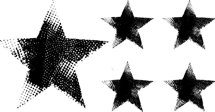 Black grunge star illustration with rough spray paint effects
