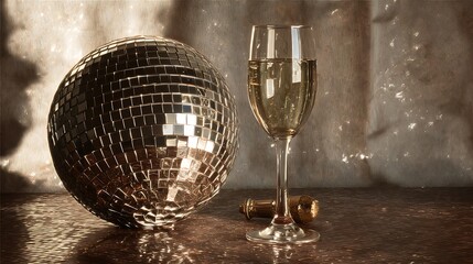 Crystal glasses of champagne, wine, and other beverages ready for a party celebration dinner on a table