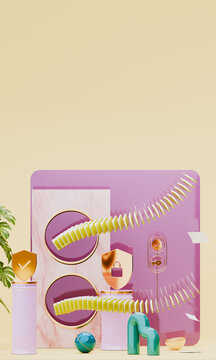 Cyber security protection concept with pastel podium 