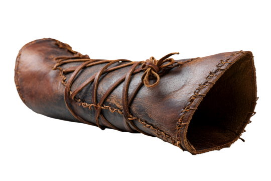 Rustic leather arm guard isolated on transparent background