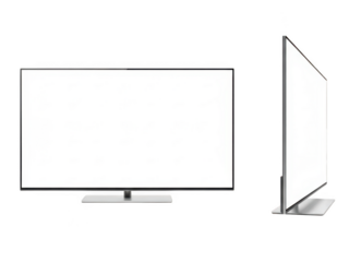 Modern flat screen television display mockup isolated transparent background