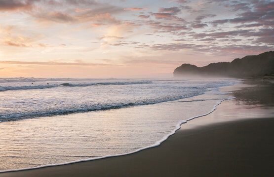 Beach Fall sunrise nobody landscape Piha, New Zealand 