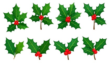Festive Holly Berry Sprigs - A Collection of Christmas Cheer.
