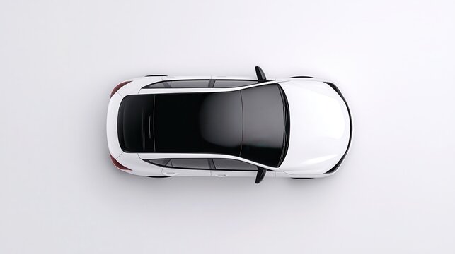 White Car Top View Minimalist Design Studio Shot