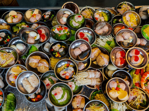 Dim Sum spread inside a Chinese restaurant