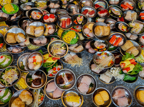 Dim Sum spread inside a Chinese restaurant