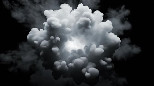 Seamlessly looping abstract background motion of thick white atmospheric mist swirling and dissipating slowly across a dark void swirling, atmospheric, technology