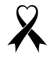 Heart-shaped ribbon illustration. Valentine's Day heart design, a symbol of love. Logo concept for the fight against cardiovascular disease and heart attack.