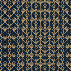 Luxury Art Deco Geometric Seamless Pattern in Gold and Navy Blue