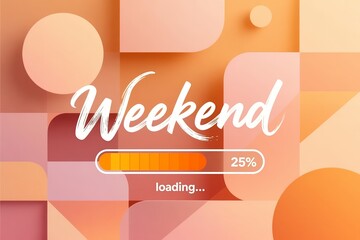 Abstract geometric background with weekend loading progress bar design in warm tones