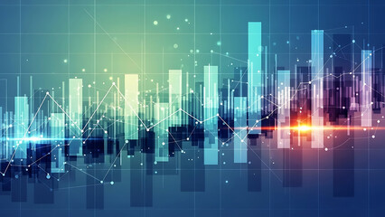 Abstract financial growth chart showing global market data analysis and futuristic digital trends background
