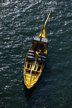 Traditional rabelo boat on the Douro River in Porto