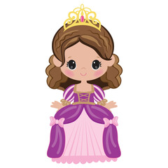 Cute little princess girl  vector cartoon  illustration
