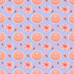 Pink Sakura Mochi Seamless Pattern Cute Japanese Dessert Design