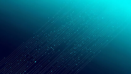 Abstract Futuristic Technology Background with Diagonal Data Flow Lines and Glowing Dots on a Blue Gradient