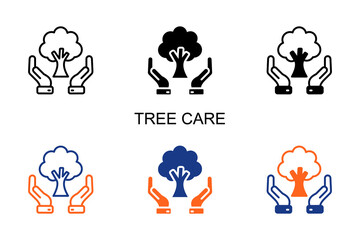 Tree Care Icon Multi Style Vector Illustration 
