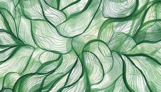 Flowing green abstract line leaves create a calm, organic, and modern background ideal for eco branding, wellness, or creative design projects.