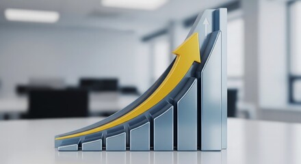 Business graph showing growth arrow.