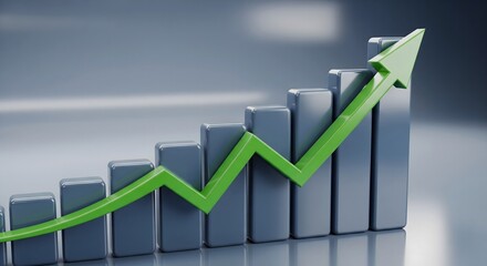 Business graph showing growth arrow.