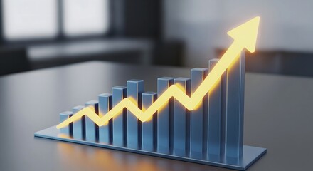 Business graph showing growth arrow.