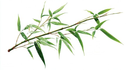 Obraz premium Bamboo branch minimal style isolated on white background