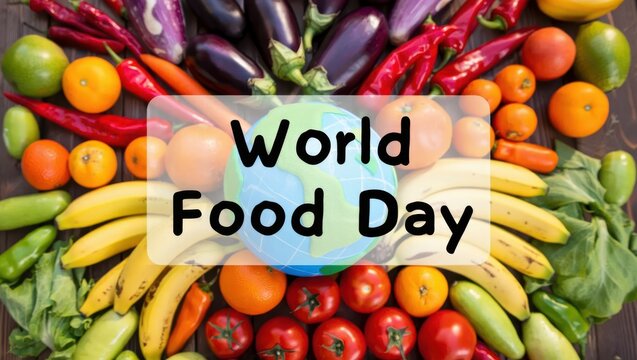 Vibrant assortment of fresh fruits and vegetables celebrating world food day - Powered by Adobe
