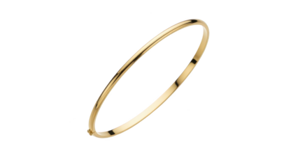 Simple thin gold bangle bracelet isolated on transparent background