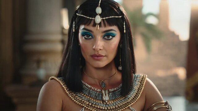 Portrait of Cleopatra with blue eyeshadow