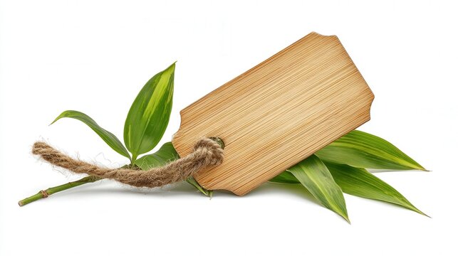 Bamboo wish tag isolated on white background
