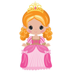 Cute little princess girl  vector cartoon  illustration