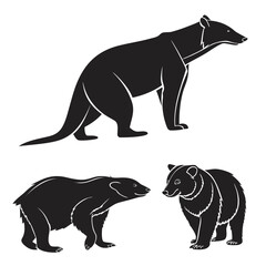 Black silhouettes of three animals on white background 1