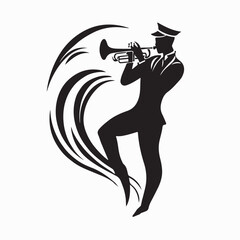 Musician Playing Trumpet Silhouette Vector Art