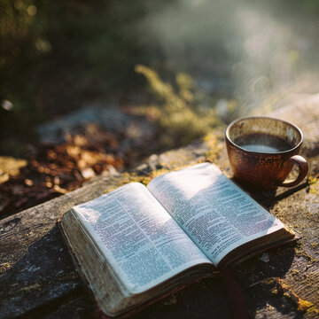 reading bible outdoors