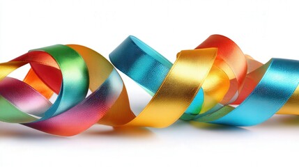 Birthday festive gift ribbon bundle isolated on white background