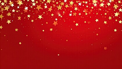 Golden stars falling on a vibrant red background for festive celebrations.