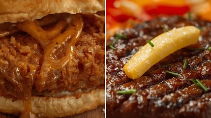 Ultimate Macro Food Combo: Juicy Burger and Pepperoni Pizza
