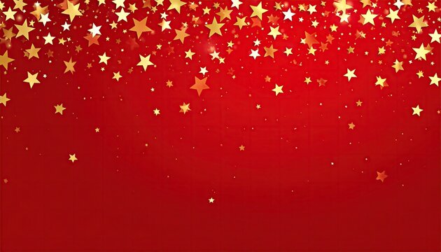 Golden stars falling on a vibrant red background for festive celebrations.