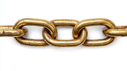 Obraz premium Brass chain link isolated on white background