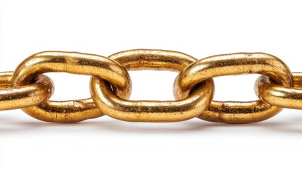 Obraz premium Brass chain link isolated on white background