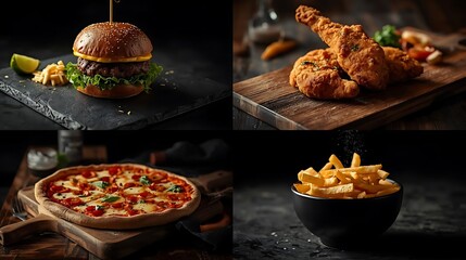 Dramatic Fast Food Still Life: Moody Cheeseburger Platter