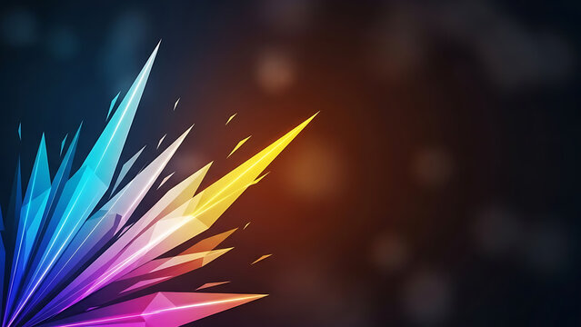 Dynamic geometric abstraction with vibrant neon crystal shards creating an energetic modern background banner - Powered by Adobe