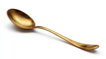 Brass serving spoon isolated on white background
